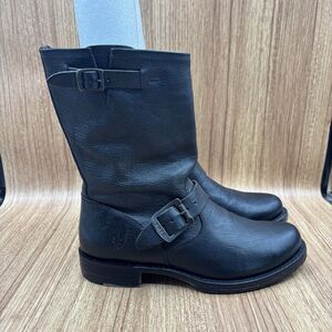 Frye Veronica Short Black Leather Short Moto Biker Boots Size 7.5 B